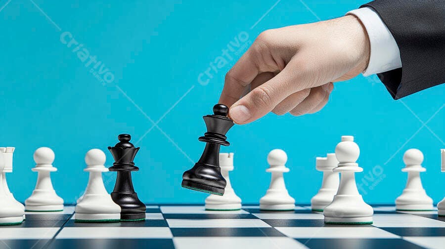 Foto Mão Jogador Movendo Peça Rei Xadrez Estratégia Negócios