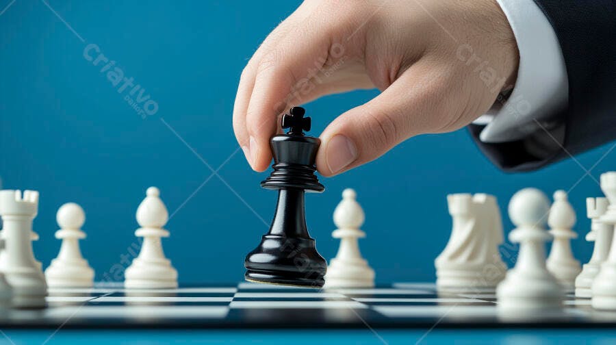 Foto Mão Jogador Movendo Peça Rei Xadrez Estratégia