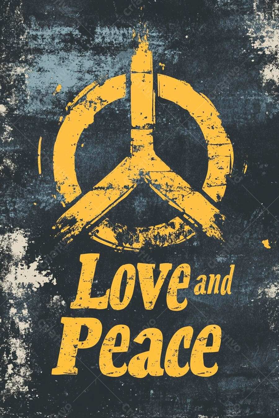Símbolo da Paz Love and Peace Estilo Grunge Vintage