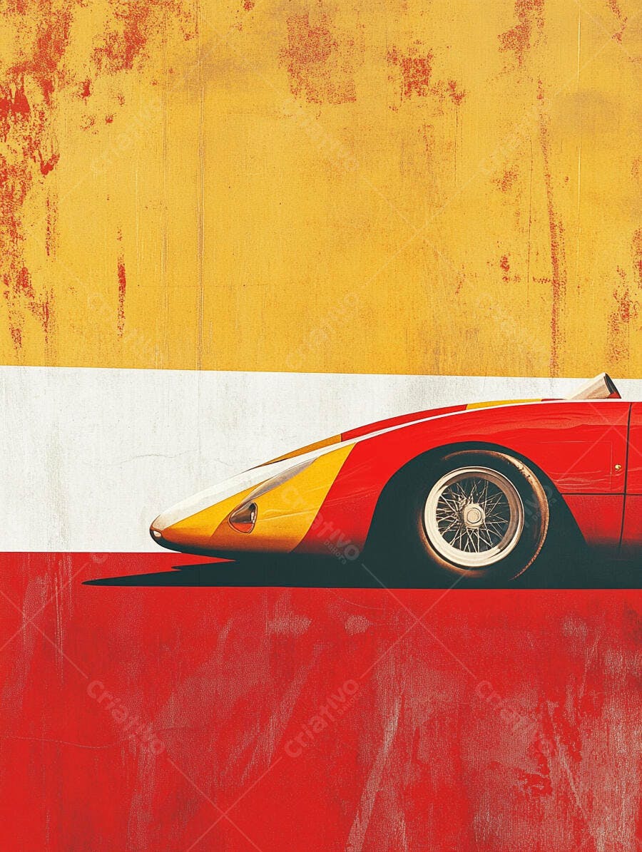 Foto Carro Esportivo Vermelho Vintage Estilo Pop Art