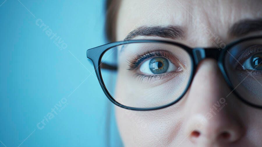 Foto Retrato Mulher Olhos Verdes Óculos Foco Profundo
