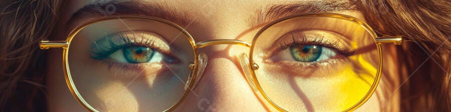 Foto Olhos Verdes Mulher Óculos Redondos Dourados Close-up
