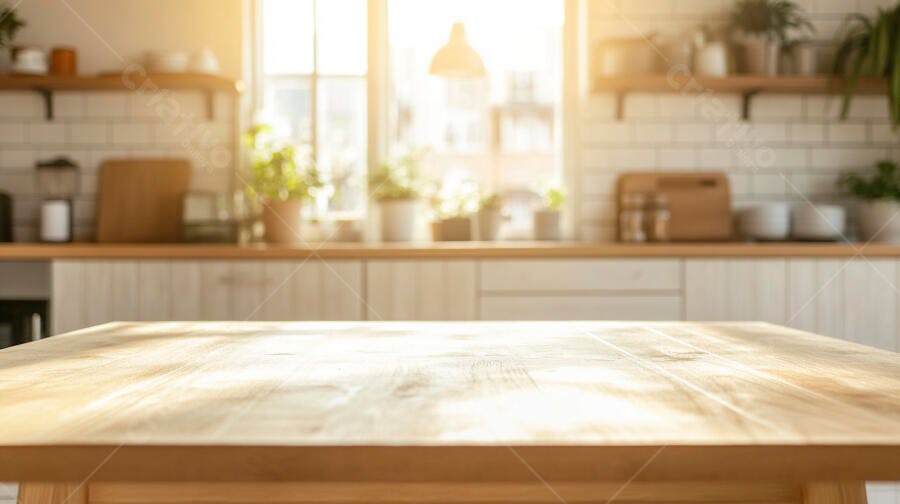 Foto Bancada de Cozinha Vazia Iluminação Natural Manhã
