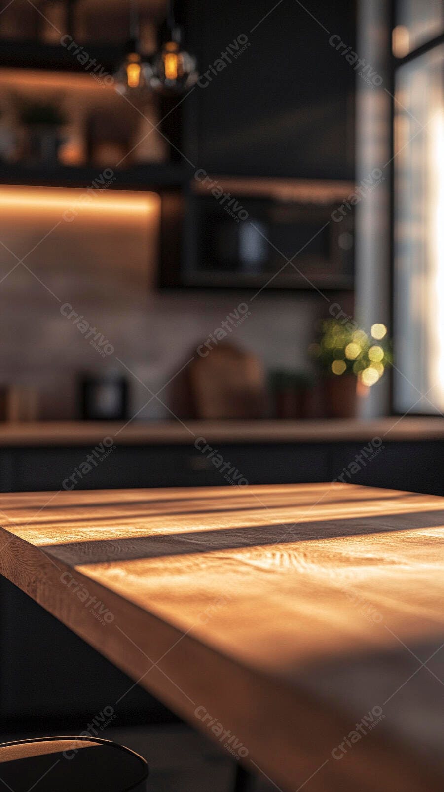 Foto Mesa de Madeira Cozinha Moderna Iluminação Natural