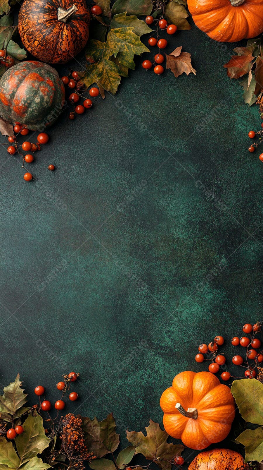 Foto Abóboras e Folhas Outono Fundo Escuro Textura