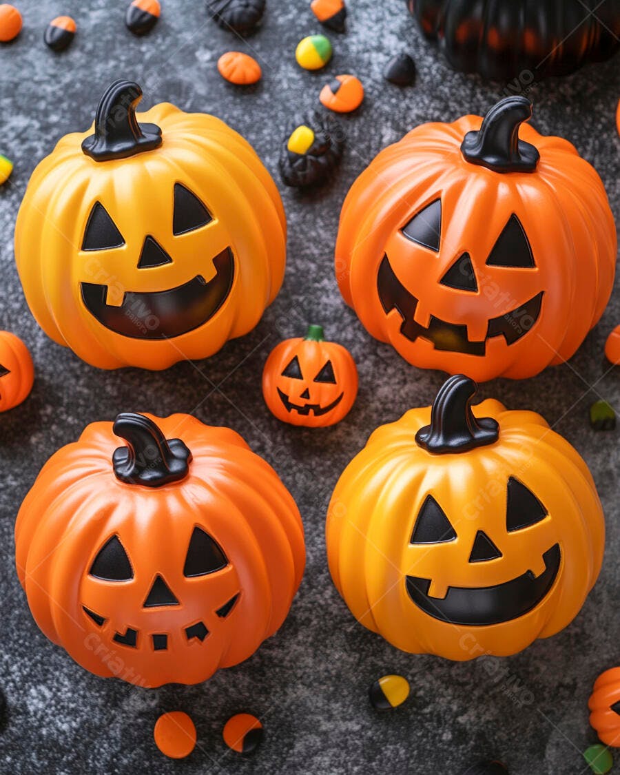 Foto Abóboras de Halloween Decoração com Doces 31 de Outubro