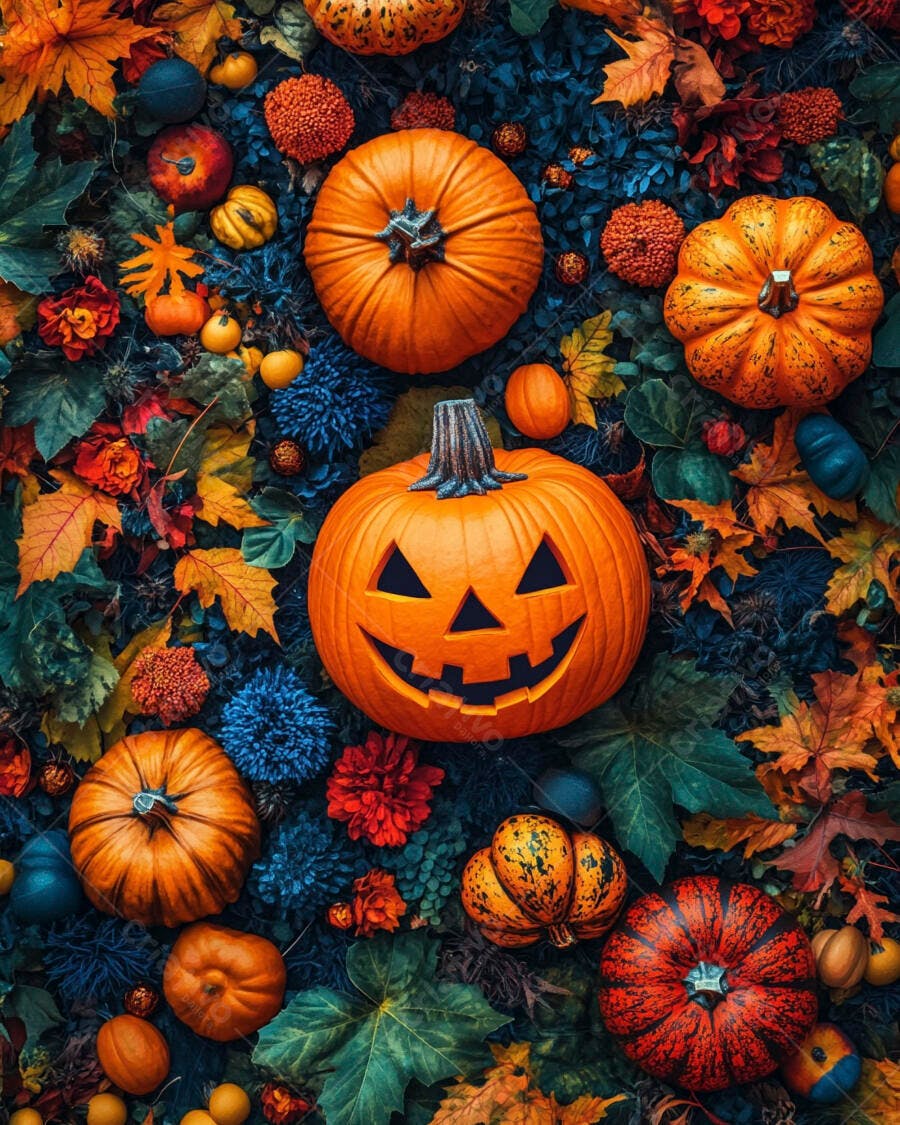 Foto Abóboras Halloween Outubro Decoração Outono