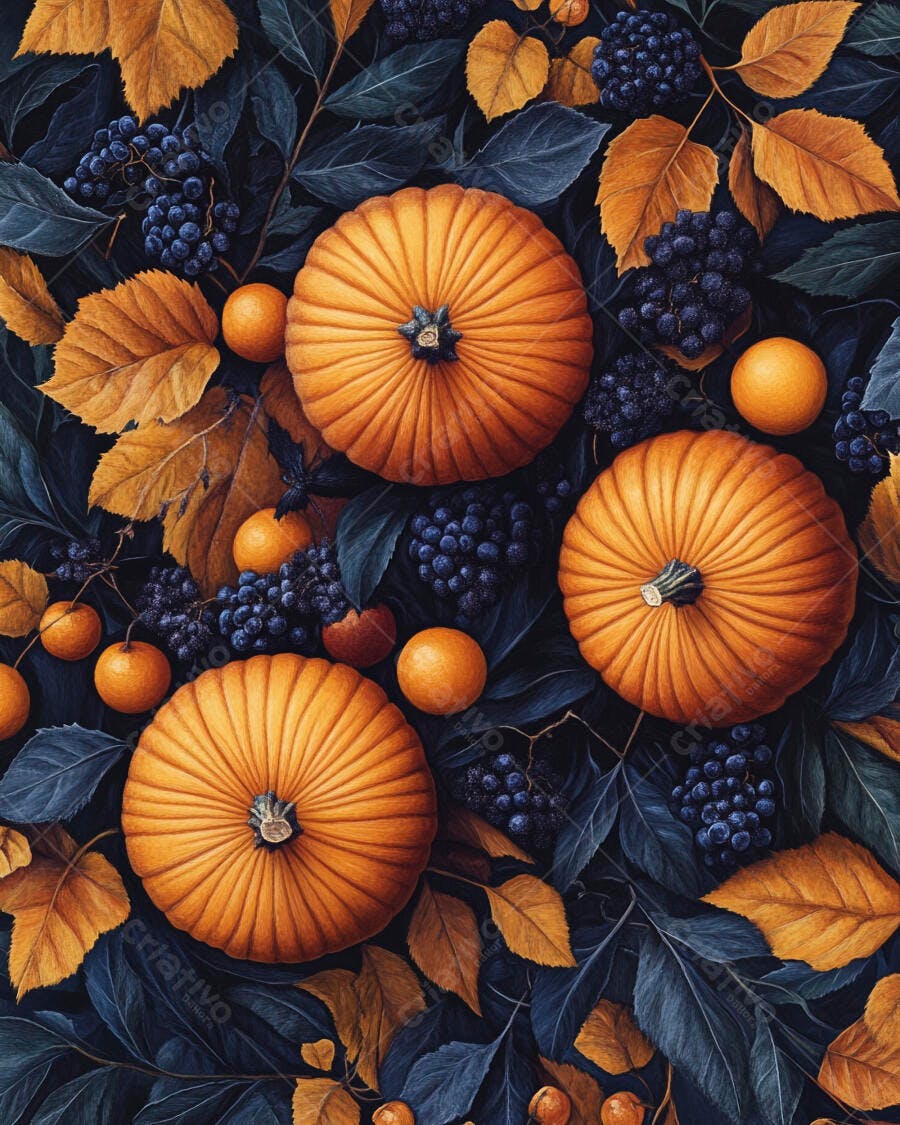 Foto Abóboras Laranjas Folhas Outono Escuro Halloween