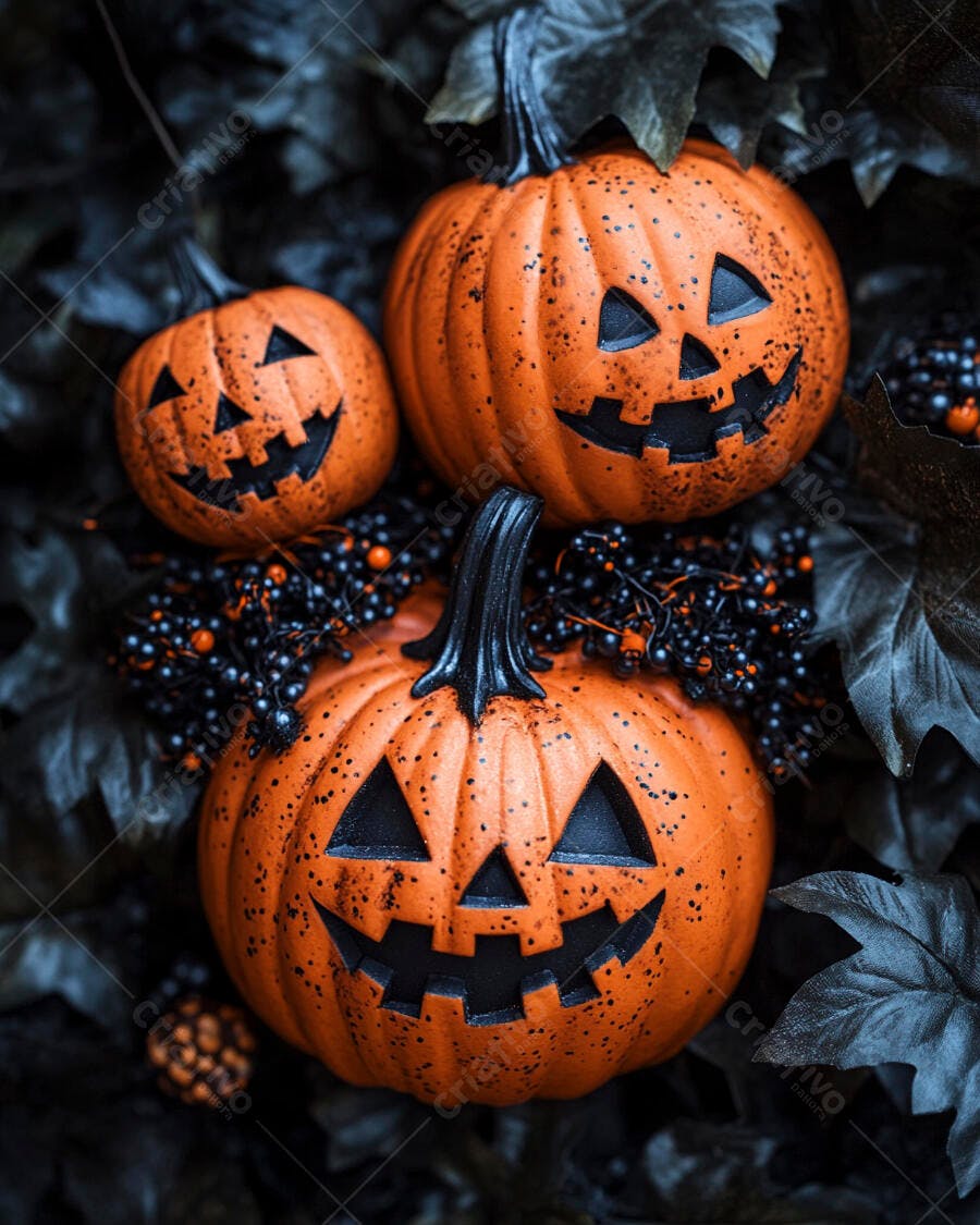 Foto Abóboras Halloween Jack-o'-lantern Escuro Outubro