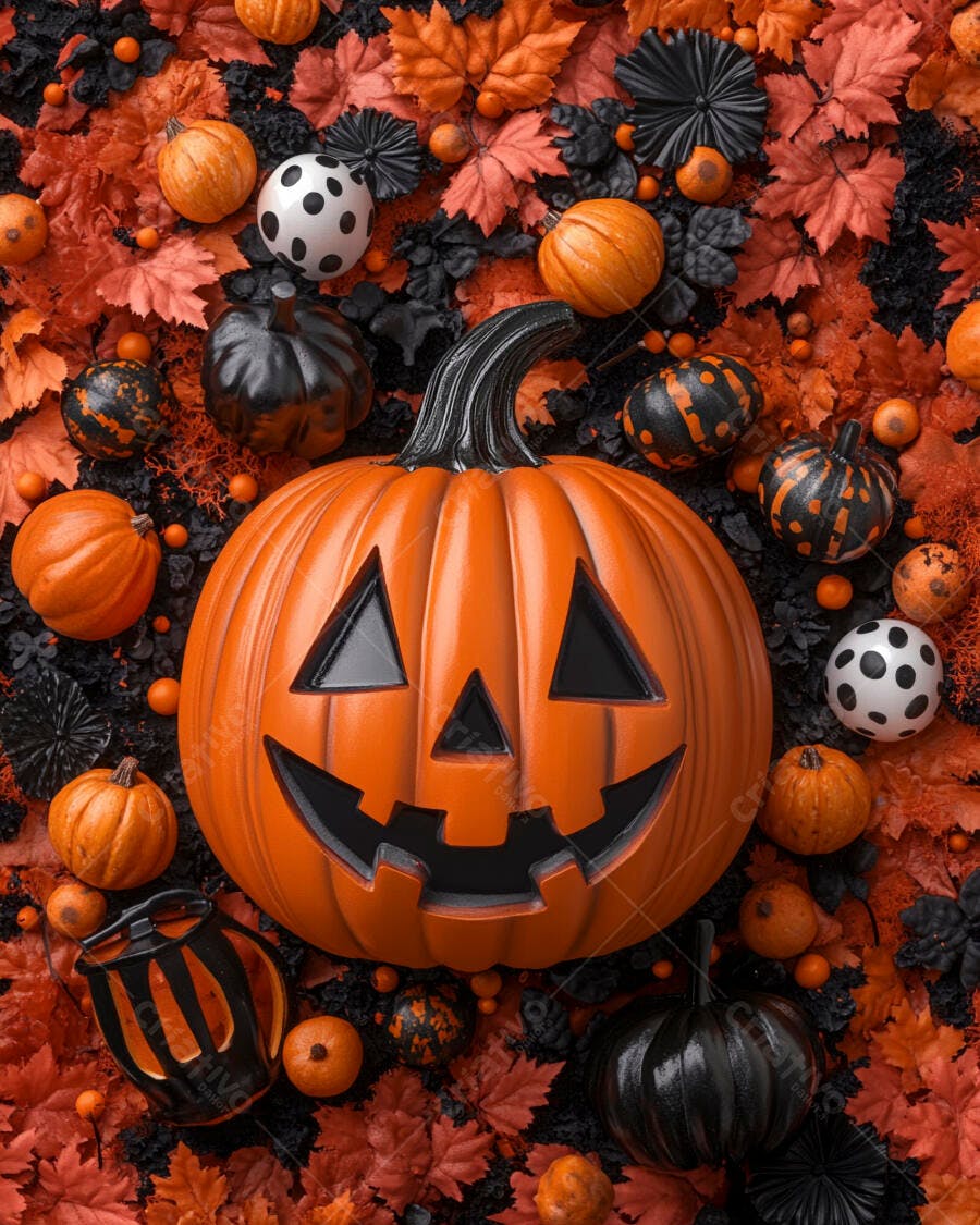 Foto Abóbora Halloween Jack-o'-lantern Folhas Outono