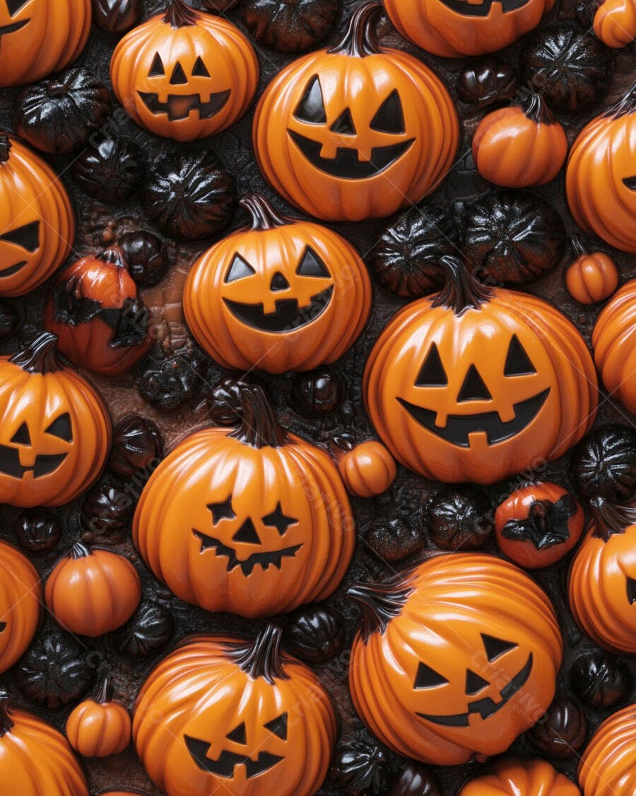 Foto Abóboras Halloween Jack-o'-lantern Fundo Escuro Outubro