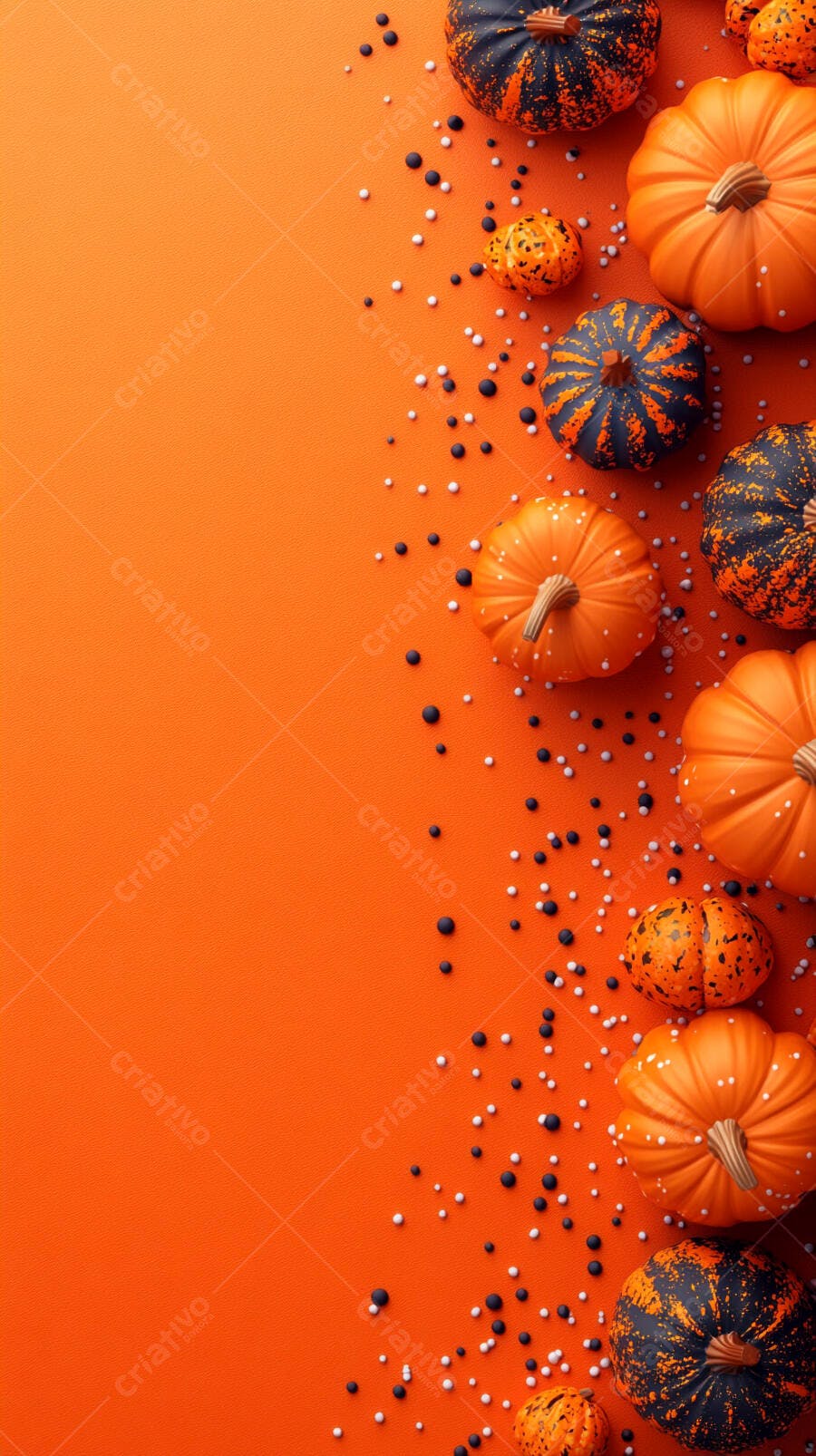 Foto Abóboras Halloween Fundo Laranja Decoração Outubro
