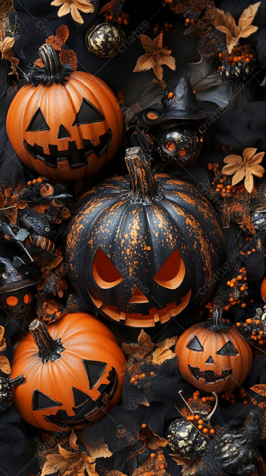 Foto Abóboras Halloween Jack-o'-lantern Decoração Sombria