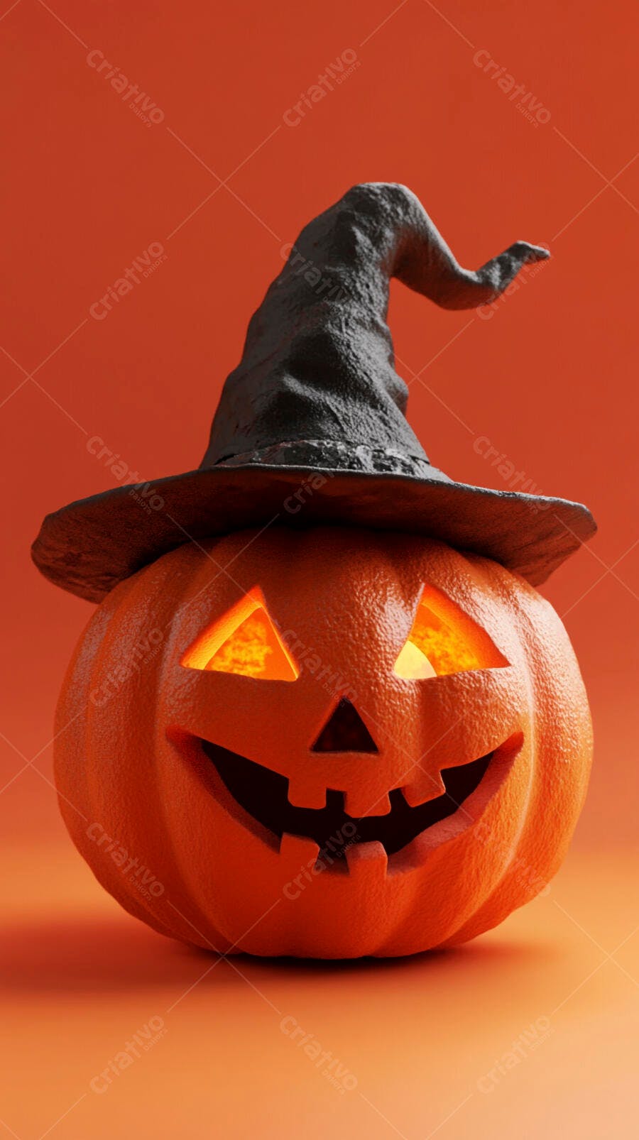Foto Abóbora Halloween Chapéu de Bruxa Iluminada Outubro