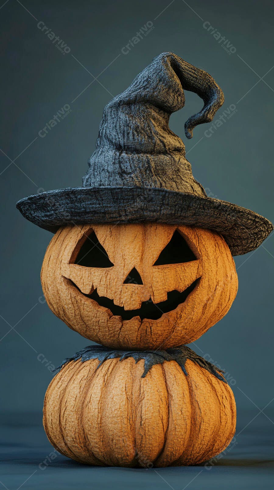 Foto Abóbora Halloween Chapéu Bruxa Fundo Escuro Outubro