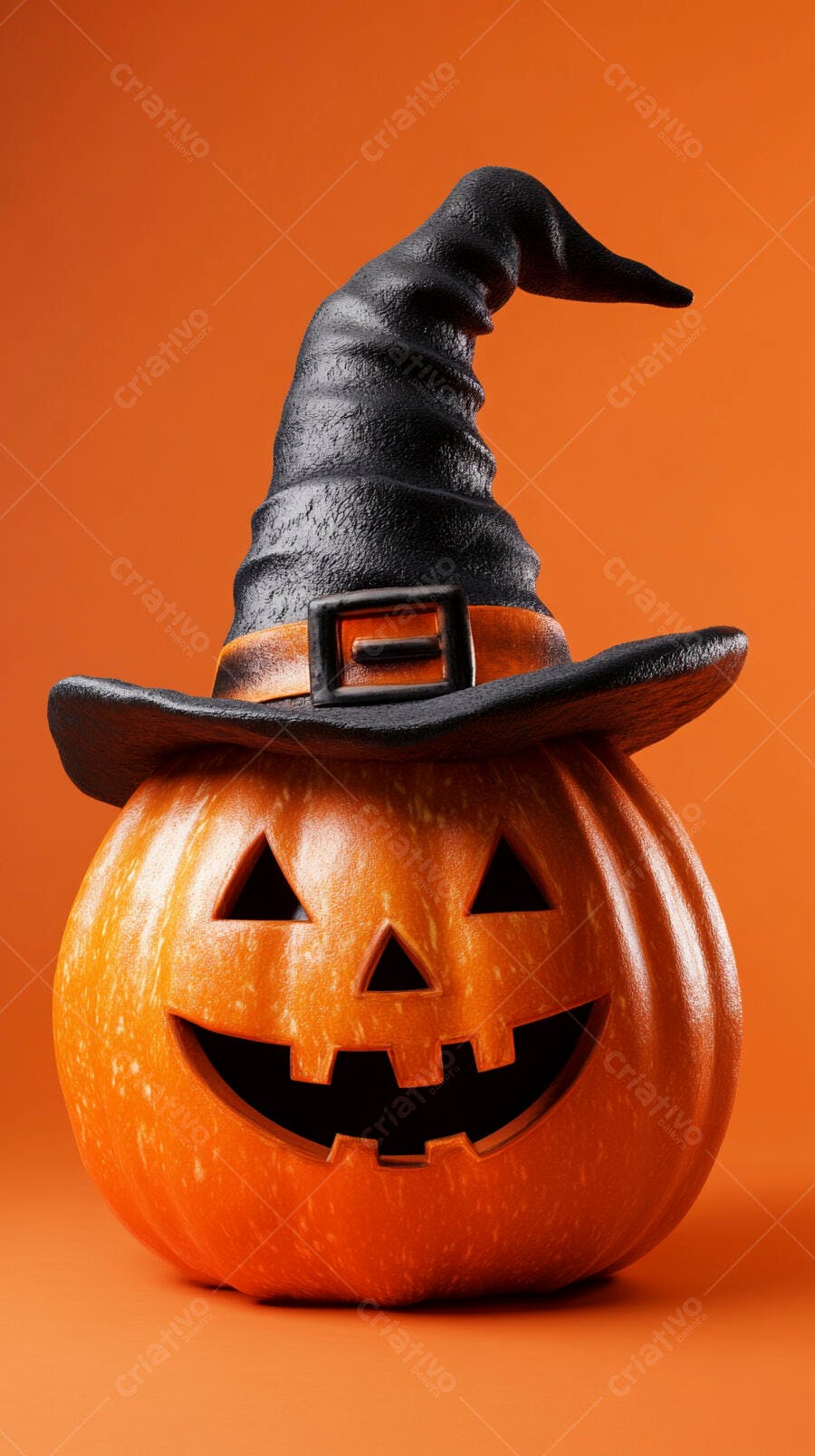 Foto Abóbora Halloween Jack-o'-lantern Chapéu de Bruxa Fundo Laranja