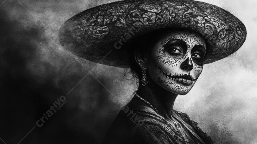 Foto Mexicana Catrina Maquiagem Caveira Mexicana Dia dos Mortos