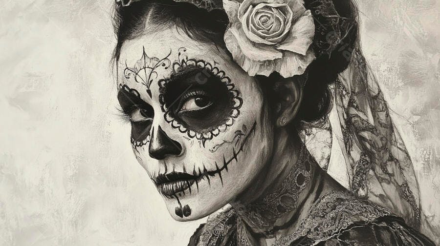 Foto Retrato Mulher Maquiagem La Calavera Catrina Dia dos Mortos