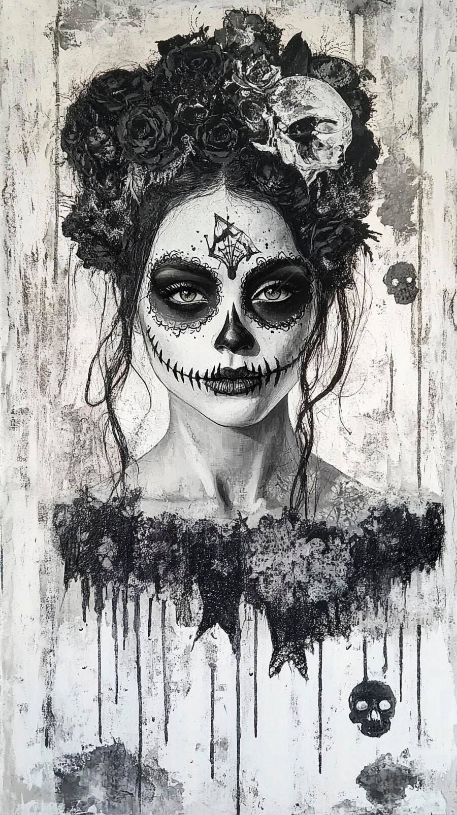 Foto Mulher Maquiagem Caveira Mexicana Dia dos Mortos