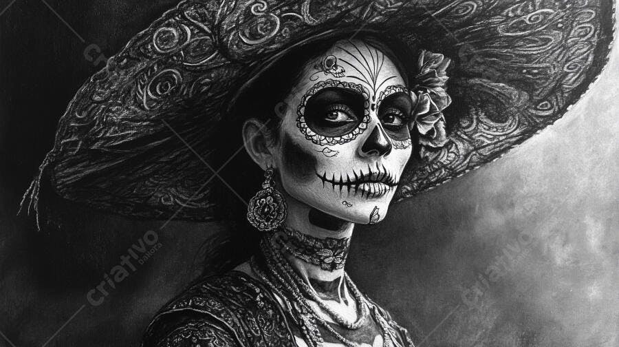 Foto Catrina Mexicana Dia dos Mortos Maquiagem Caveira