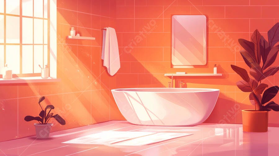 Banheiro Moderno Ilustração Desenho Animado Estilo Flat