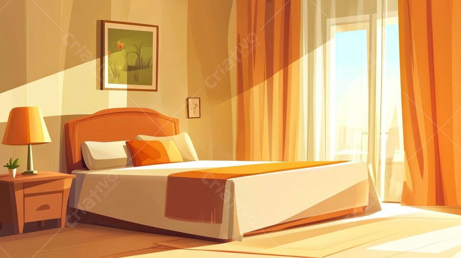 Foto Quarto Aconchegante Cama Vista Janela Luz Solar
