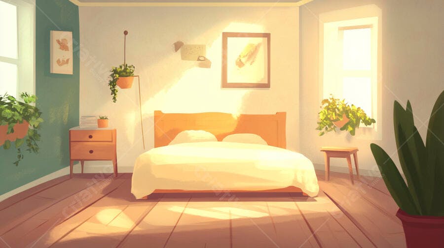 Foto Quarto Aconchegante Cama Vazia Iluminação Natural Manhã