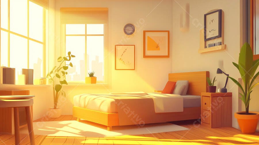 Foto Quarto Aconchegante Iluminação Natural Dourada Manhã