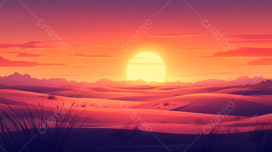 Foto Pôr do Sol Deserto Dunas Laranja Roxo Céu