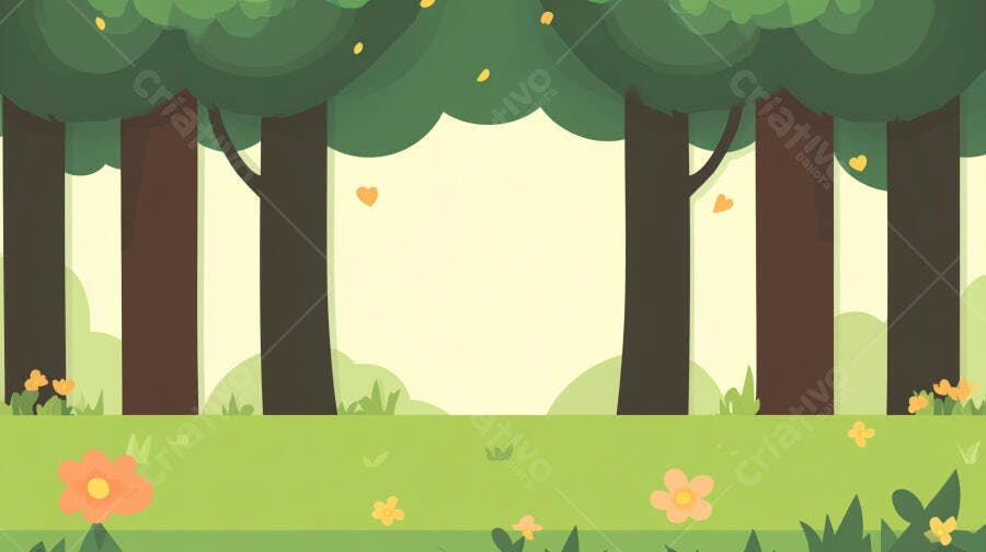 Ilustração Floresta Verde Desenho Animado Fundo Vazio