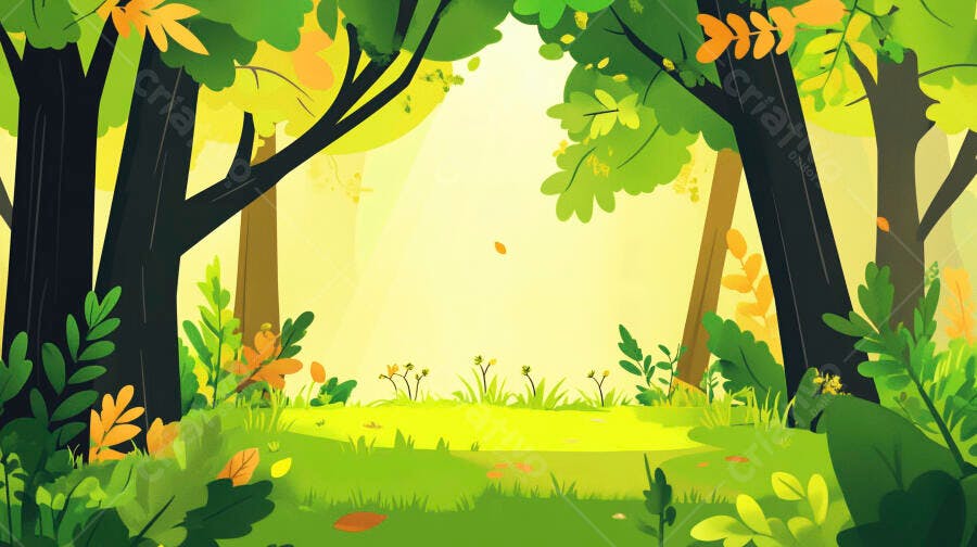 Ilustração Floresta Verde Clima Ensolarado Natureza