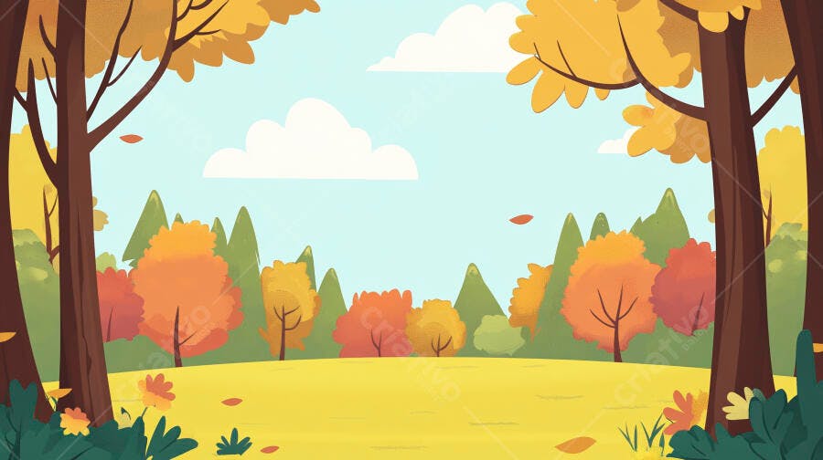 Ilustração Floresta Outono Árvores Coloridas Cenário Natural