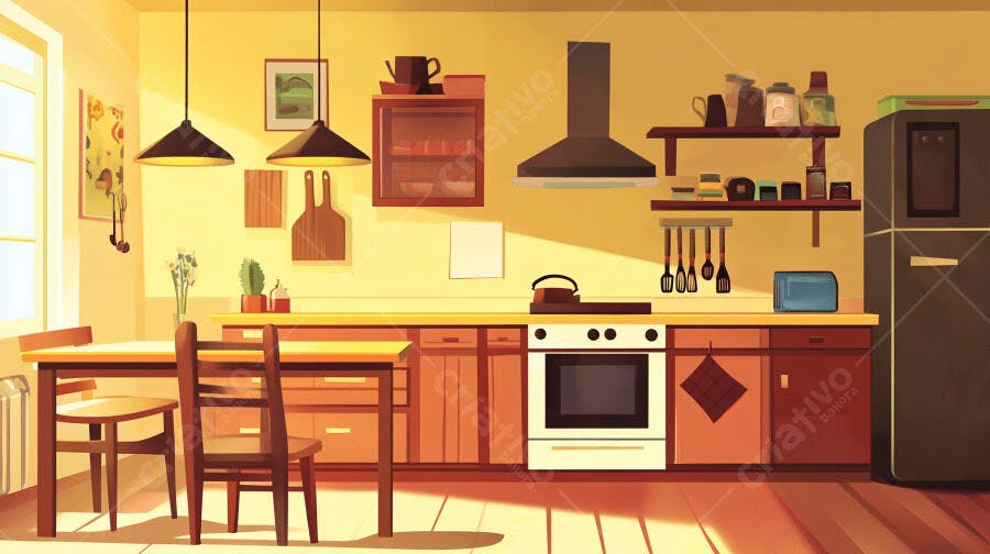Cozinha Moderna Ilustração Vetorial Estilo Flat Design