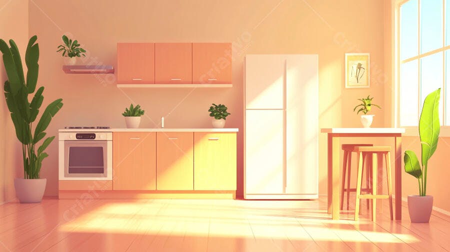 Foto Cozinha Moderna Minimalista Iluminação Natural Laranja