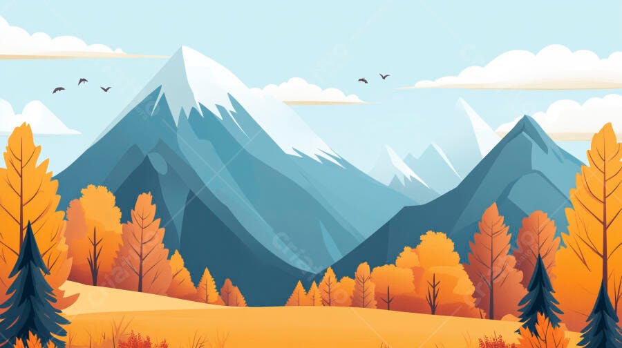 Ilustração Montanhas Nevadas Outono Natureza Paisagem