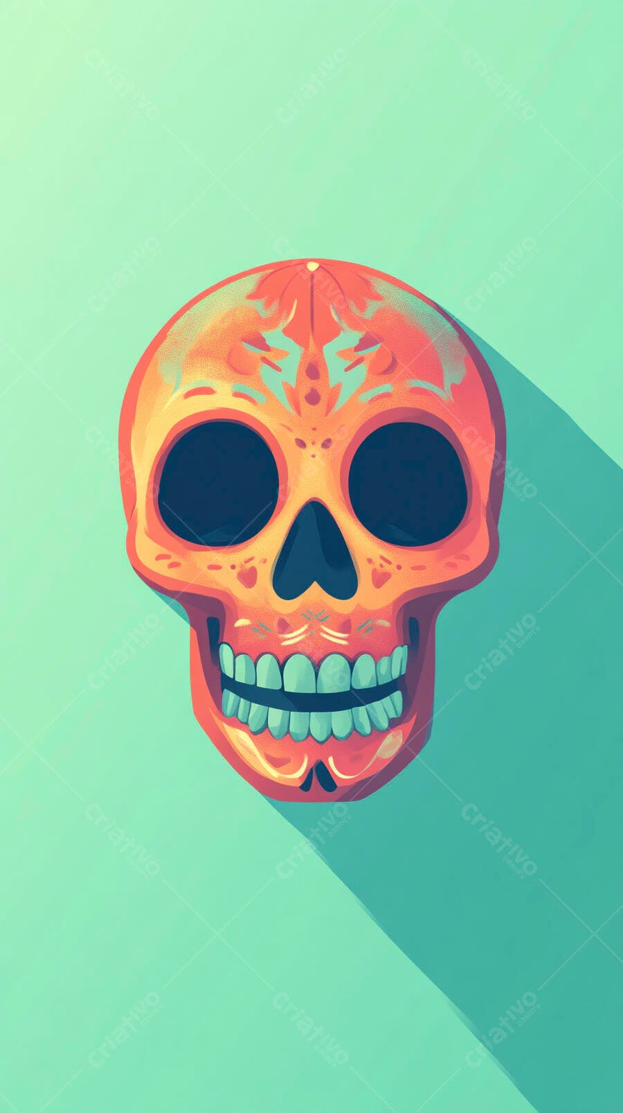Caveira Mexicana Colorida Dia dos Mortos Ilustração