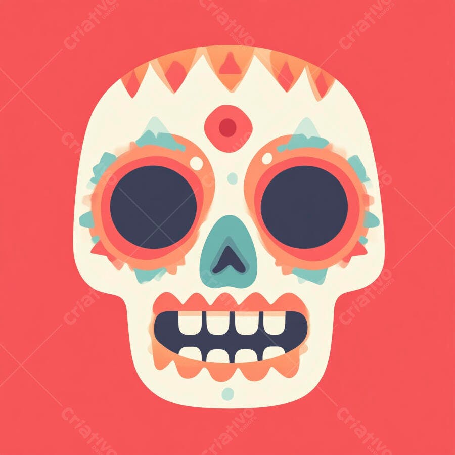 Caveira Mexicana Dia dos Mortos Ilustração Vetorial