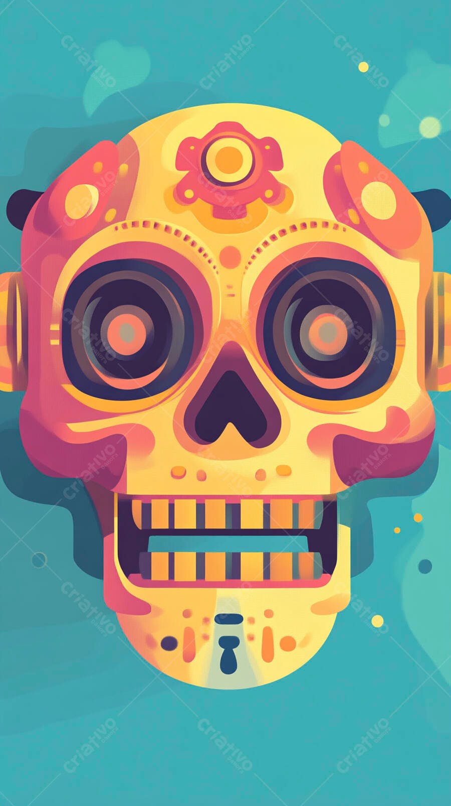 Caveira Mexicana Colorida Dia de Los Muertos Ilustração