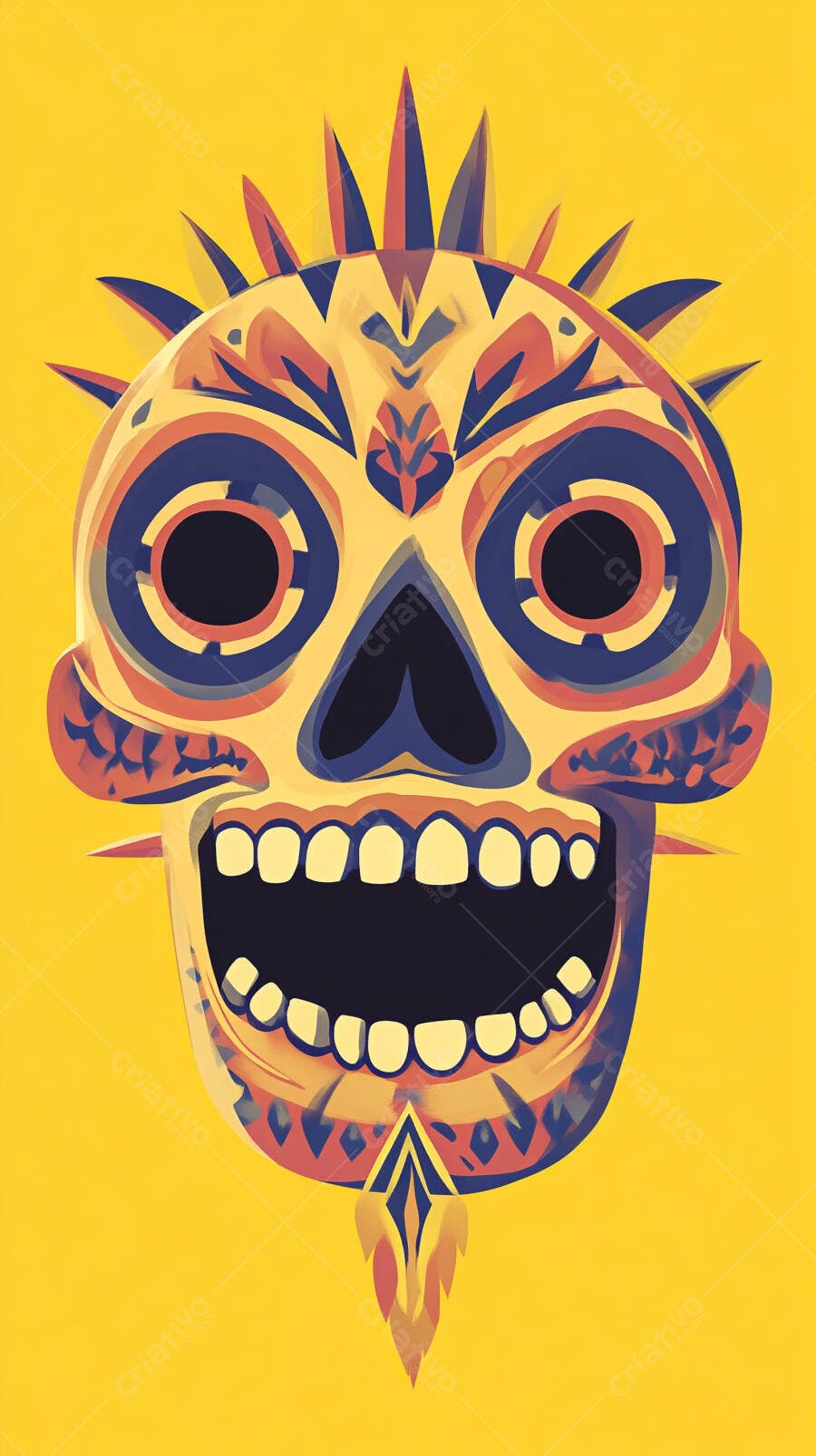 Caveira Mexicana Colorida Dia de Los Muertos Ilustração