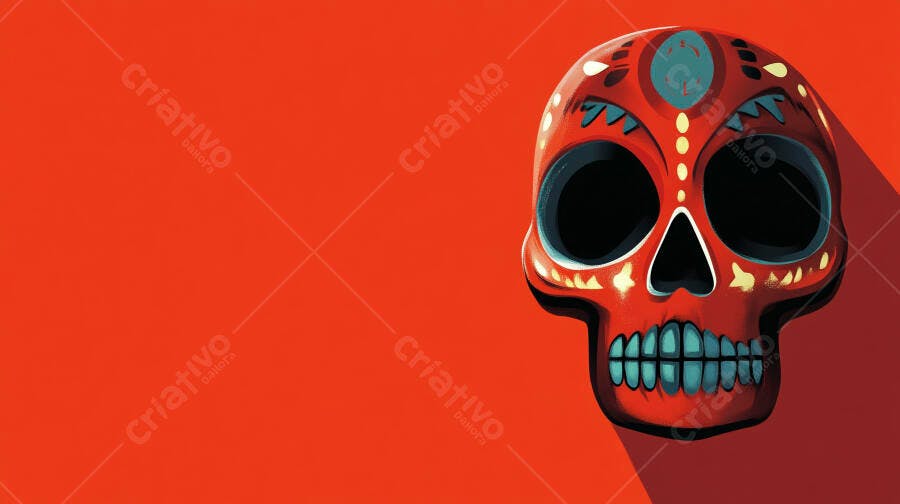 Caveira Mexicana Dia dos Mortos Vermelha Ilustração Vetorial
