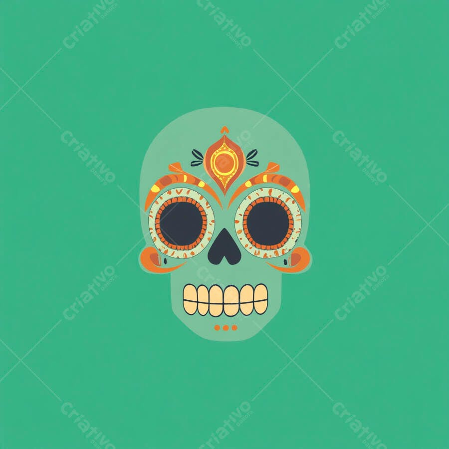 Caveira Mexicana Dia dos Mortos Ilustração Vetorial