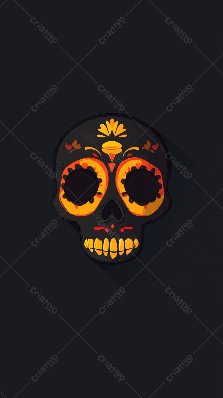 Caveira Mexicana Dia dos Mortos Ilustração Fundo Escuro