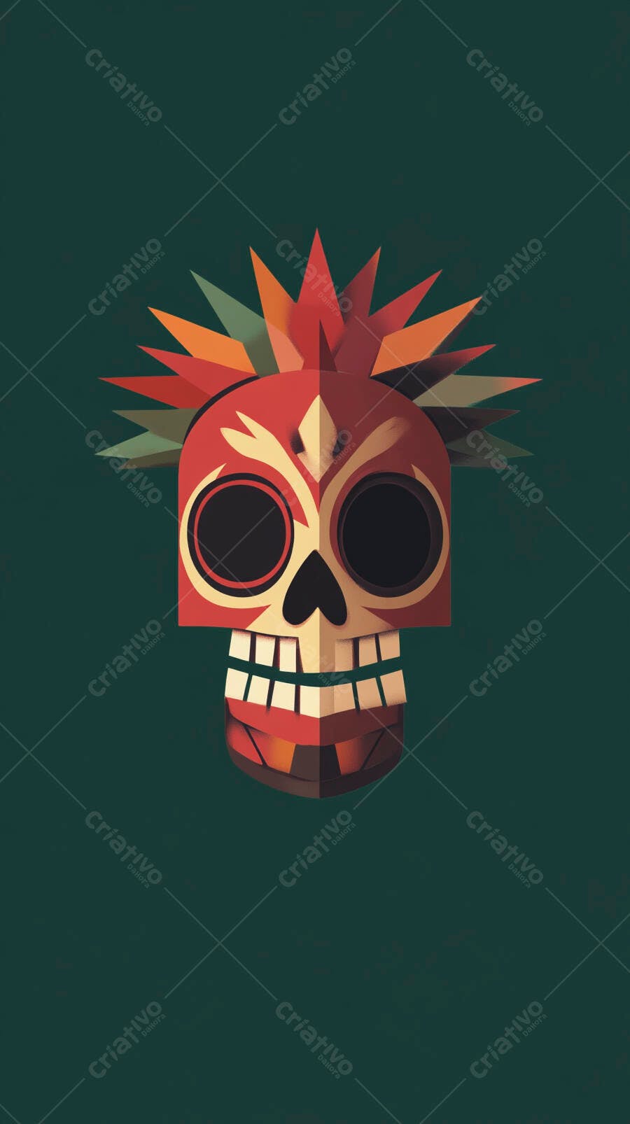 Ilustração Caveira Mexicana Dia dos Mortos Estilo Flat