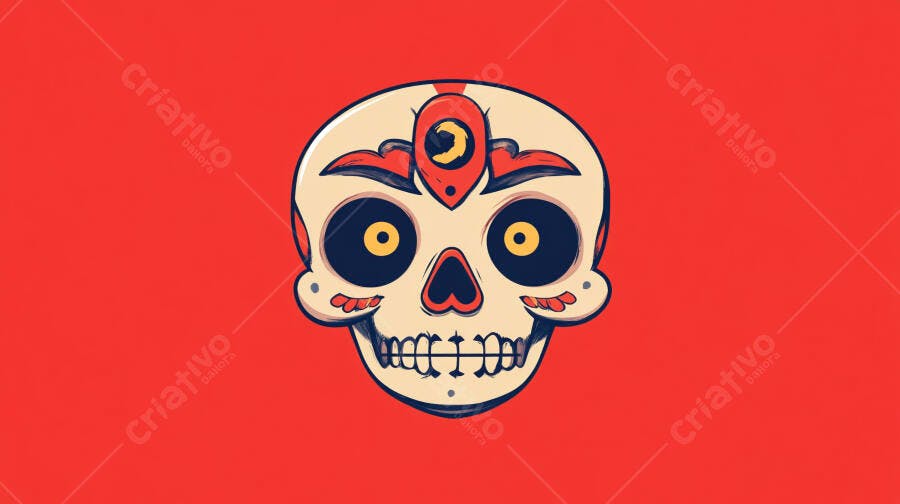 Caveira Mexicana Dia dos Mortos Ilustração Vetorial