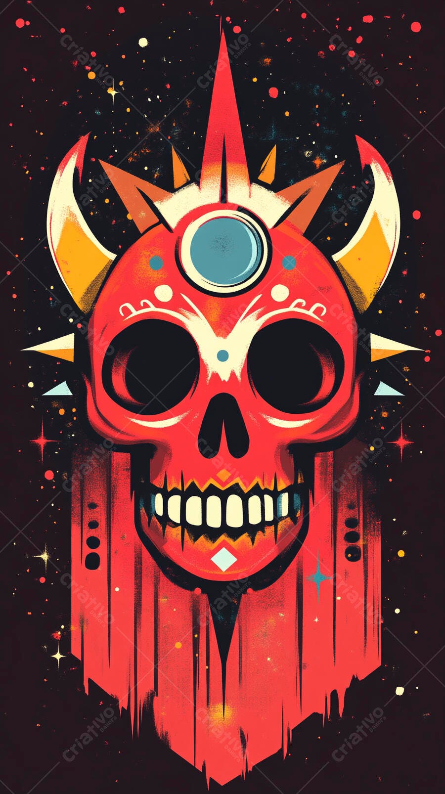 Caveira Mexicana Colorida Dia de Los Muertos Ilustração Vetorial