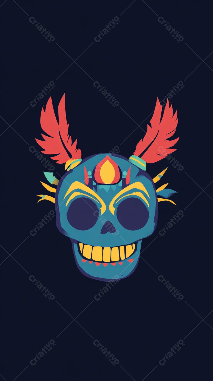 Caveira Mexicana Estilo Dia dos Mortos Ilustração Vetorial