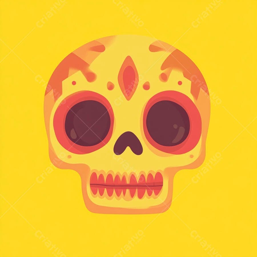 Caveira Mexicana Dia dos Mortos Ilustração Amarela