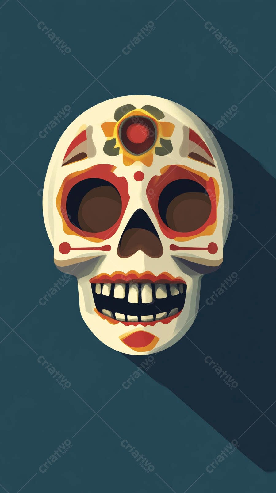 Caveira Mexicana Dia de Los Muertos Ilustração Vetorial