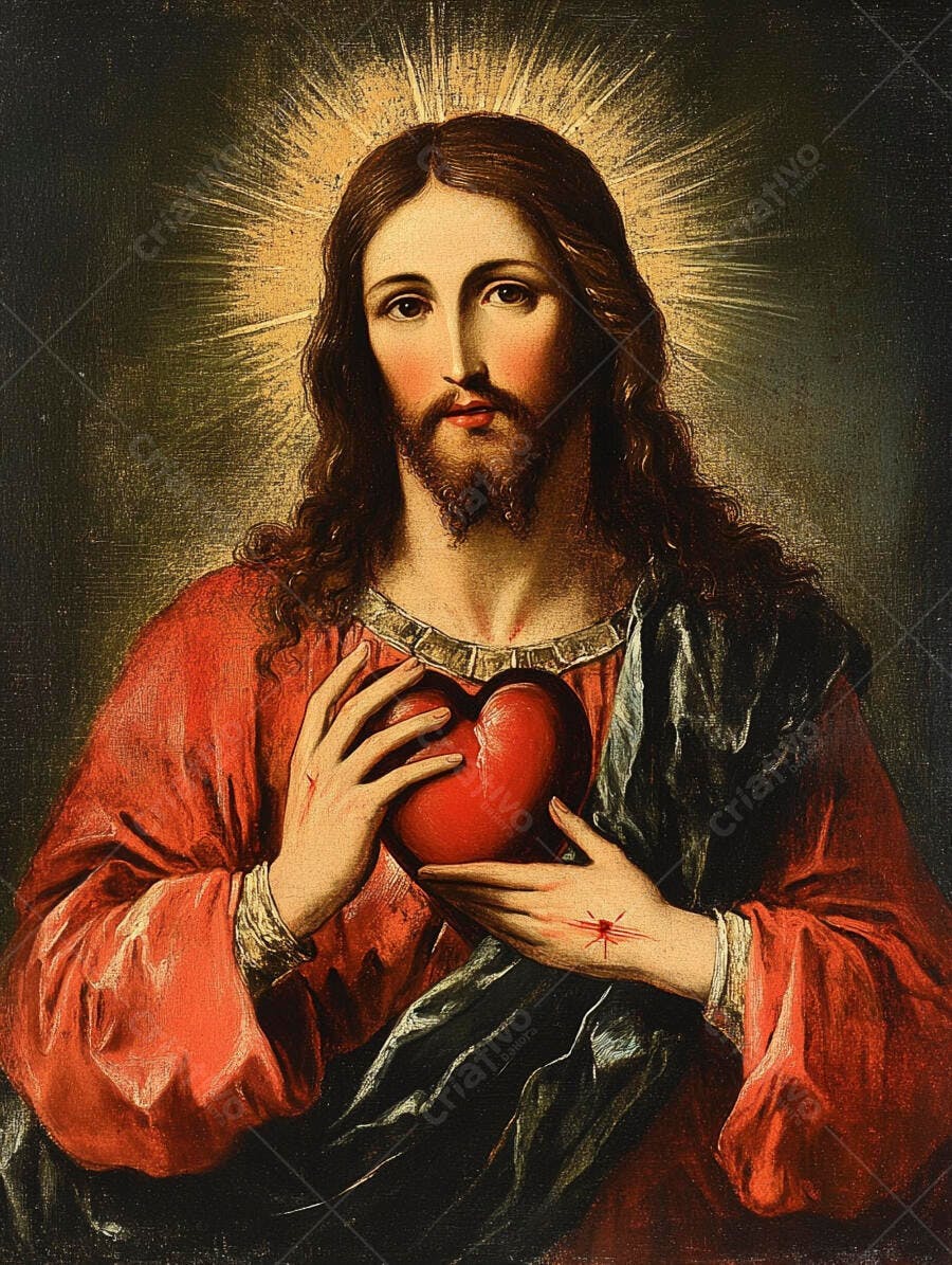 Jesus Cristo Sagrado Coração Pintura Clássica Religiosa