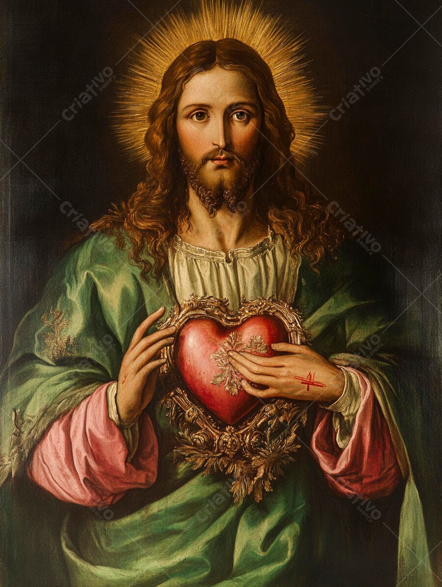 Foto Jesus Cristo Sagrado Coração Pintura Clássica
